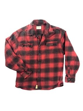 Jachs NY Mens Red Black Buffalo Plaid Cotton Flannel Button Down Shirt Medium